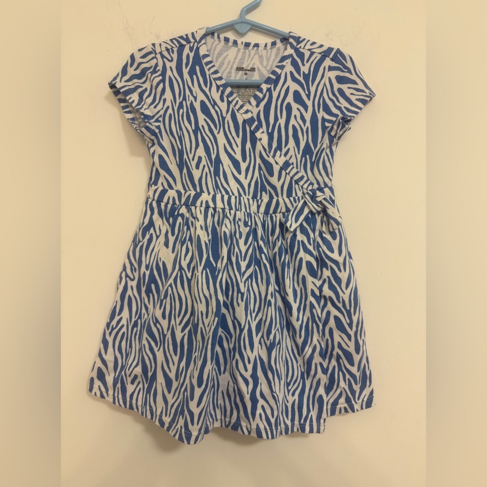 Diane Von Furstenberg Kids Blue and White Zebra Print Wrap Dress 3T